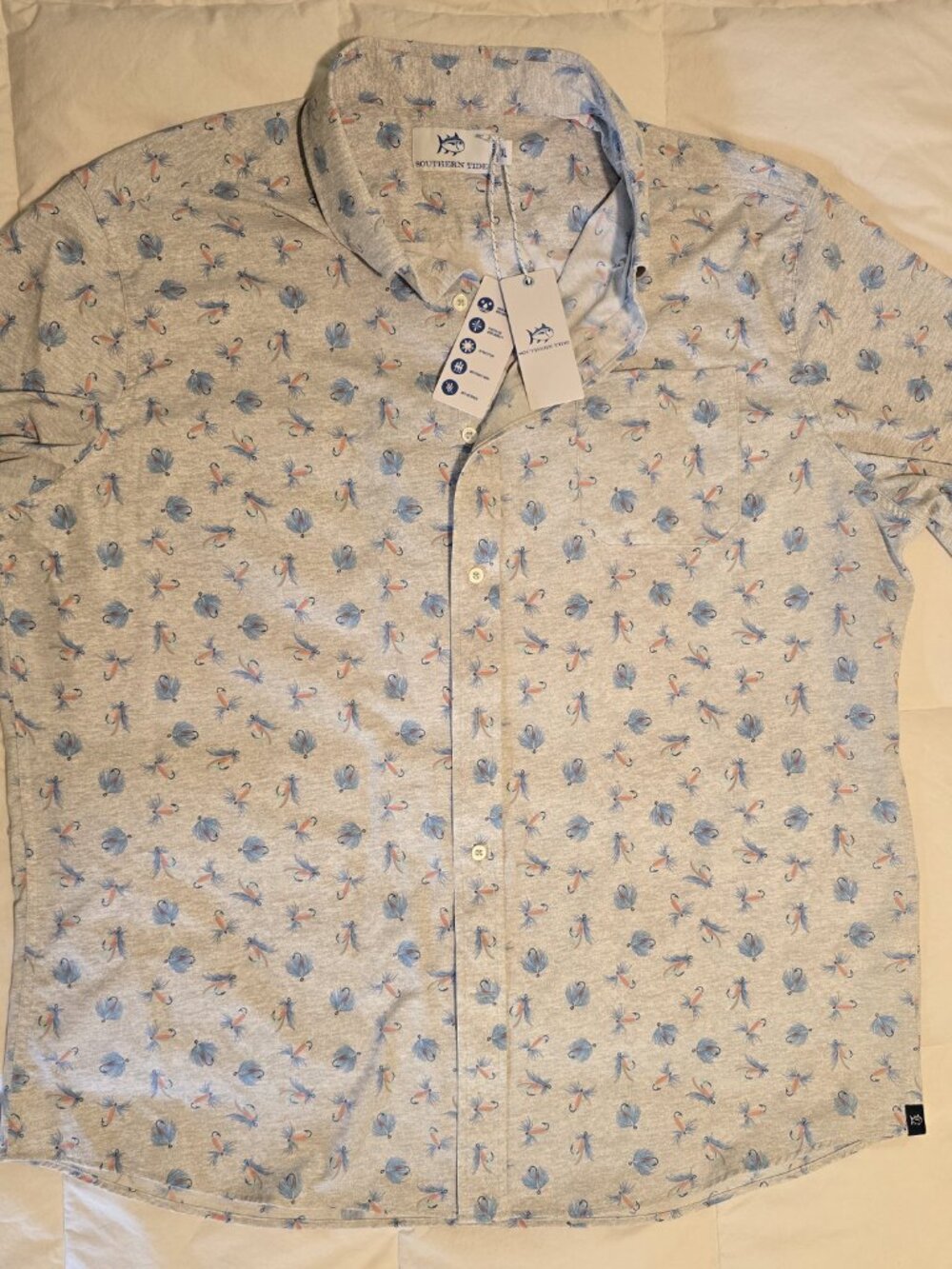 NWTs Southern Tide Fishing Fly Print SS Sport Shirt - Picture 2 of 5